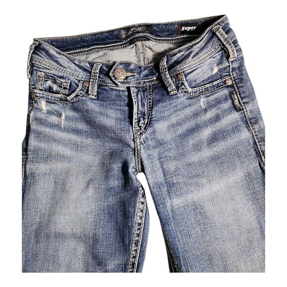 Silver Jeans Low Rise Women's Sz 27 Blue Bootcut Cowgirl Rodeo Denim Y2K Style - Picture 9 of 12